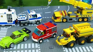 Let's play with Cars: Fire Truck, Police car, dump truck and Racing Cars . Toy Vehicles for Kids