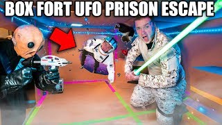 BOX FORT PRISON ESCAPE ALIEN UFO! 24 Hour Box Fort UFO Challenge
