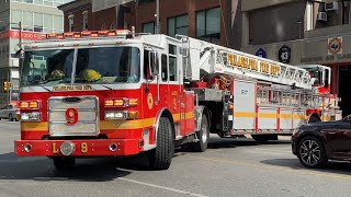 PHILADELPHIA FIRE DEPARTMENT TILLER LADDER 9 RESPONDING WITH (Q AND HORN)