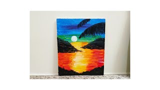 Step By Step Sunset Acrylic Painting | Simple Abstract Painting tutorial for Beginners | Art Therapy