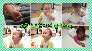 [vlog#9] 25살 초보엄마와 8개월 딸 하루육아브이로그 (손톱정리, 중기이유식만들기, 기는 연습)