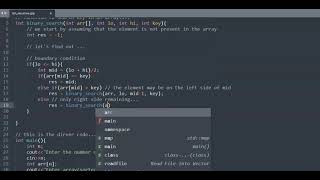 Recursive Binary Search, C++ Implementation.