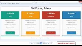 Flat Pricing Table Using Bootstrap By LearnKoding