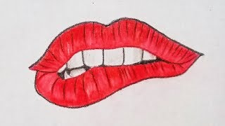Faber-Castell colored pencils Drawing lips Step by Step | How to Draw + Shade Lips in Pencil