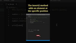 Python tutorials in 30 seconds |The insert() method #python #pythontutorial #codingshorts#pythontips