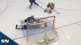 Canucks' Thatcher Demko Goes Post-To-Post For Unreal Pad Save
