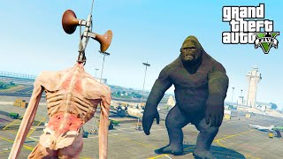 СИРЕНОГОЛОВЫЙ ПРОТИВ КИНГ КОНГА В ГТА 5 МОДЫ ИГРЫ ВИДЕО БИТВА SIREN HEAD VS KING KONG В GTA 5 MODS