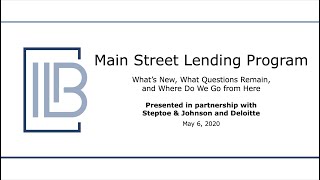 IIB Webinar: The Federal Reserve’s Main Street Lending Program