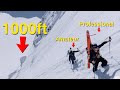 To fall or not to fall, a thousand feet (joining pro skier at work)