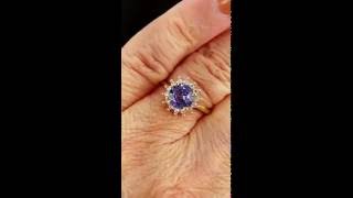 1.77ct Genuine AAA Tanzanite Solitaire with White Zircon Halo 10k Gold Ring