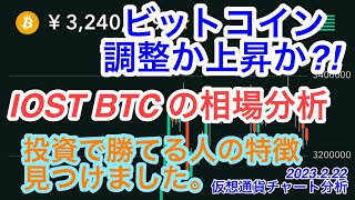 ＜IOST BTC 相場分析＞ビットコイン上昇か？調整か？　投資で勝てる人の特徴見つけました。【仮想通貨チャート分析】2023.2.22