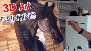 Drawing a HORSE in 3D / anamorphic speed painting