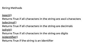 String Methods || isascii() , isdecimal() , isdigit() and isidentifier()