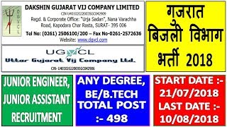 गुजरात  बिजली विभाग भर्ती 2018 || DGVCL \u0026 UGVCL Recruitment Junior Engineer/Junior Assistant