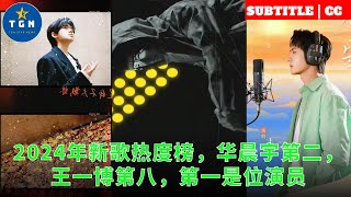 2024年新歌热度榜，华晨宇第二，王一博第八，第一是位演员