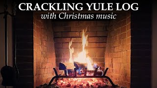 Christmas Yule Log with music, crackling fireplace 🔥🎄🌰