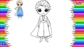 How to Draw Cute Princess ELSA - FROZEN Step by Step Easy Drawing Lesson