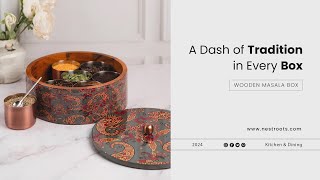 Nestroots Wooden Masala Box | Spice Box for Kitchen | Masala Dabba Online