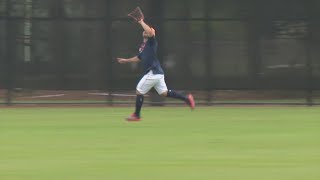 Jose Altuve takes outfield reps on his first day at Astros camp