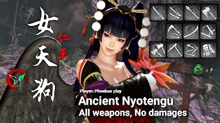 Nioh 2 | Ancient Nyotengu | All Weapons, No Damage, DotN P+9｜仁王2 古代女天狗 仁王的夢路 全武器 無傷 難行石+9