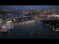 Drone video morning Blackwattle Bay Park Glebe Road city CBD Anzac Bridge harbour Fish Markets day