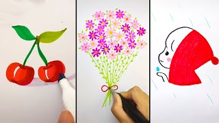 SIMPLE DRAWING TRICKS. HOW TO DRAW EASY WITH MARKERS. DRAWINGS IDEAS FOR BEGINNERS