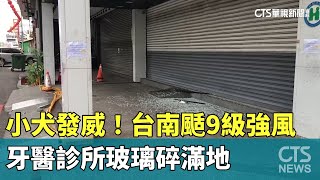 小犬發威！　台南颳9級強風　牙醫診所玻璃碎滿地｜華視新聞 20231005