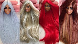 Barbie Doll Makeover Transformation ~ DIY Miniature Ideas for Barbie ~ Wig, Dres