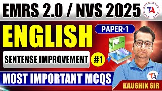 EMRS 2.0 \u0026 NVS Vacancy 2025 | English Sentence Improvement Most Important MCQs Part 1