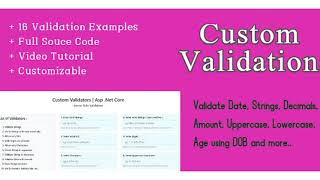 Custom Validation With Source Code | Asp Core | Codecanyon Scripts and Snippets