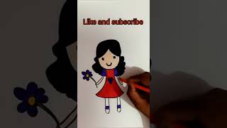 How to draw a cute little Girl, Easy Drawings #shorts