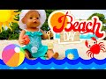 ⛱Czas na plaży z Baby Born! 🏖Pierwsza wycieczka na plażę z Baby Born Bellą, Skye i Cadenem!🦀