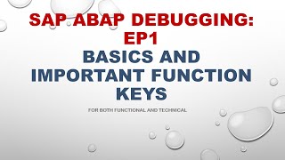 SAP ABAP Debugging EP1: Debugging Basics and Function Keys (For Both Functionals and Technical)