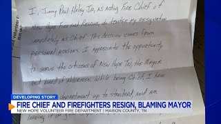 New Hope Volunteer Fire Chief and firefighters resign, blaming the mayor for unbearable conditions