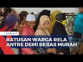 Operasi Pasar Murah, Warga Indramayu Rela Desak-Desakan Antre Demi Paket Beras Murah