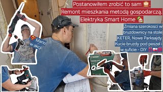 Remont mieszkania 5 - Elektryka Smart plan, Parkside tuls, wymiana tarczy bruzdownica stół KETER