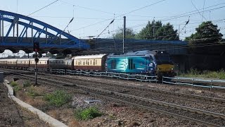 68008 Avenger arrives and departs Peterborough with 1Z12 The Northern Belle 08/08/15