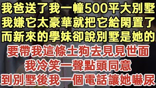 我爸送了我一幢500平大別墅！我嫌它太豪華就把它給閑置了！而新來的學妹卻說別墅是她的！要帶我這條土狗去見見世面！我冷笑一聲點頭同意！到別墅後我一個電話讓她嚇尿！#落日溫情#為人處世#生活經驗#情感故事