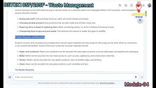 32 WASTE PROCESSING TECHNIQUES & SOURCE REDUCTION, PRODUCT RECOVERY & RECYCLING