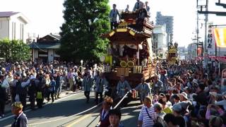 平成28年 川越祭り 市役所前の山車巡行 元町一丁目(牛若丸の山車) Kawagoe Festival