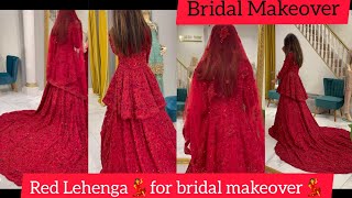 Bridal Makeover.Red Lehangga.#shorts.#bridal.#bridaldress.#bridalmehndi.#bridalmakeup.#bridallehenga