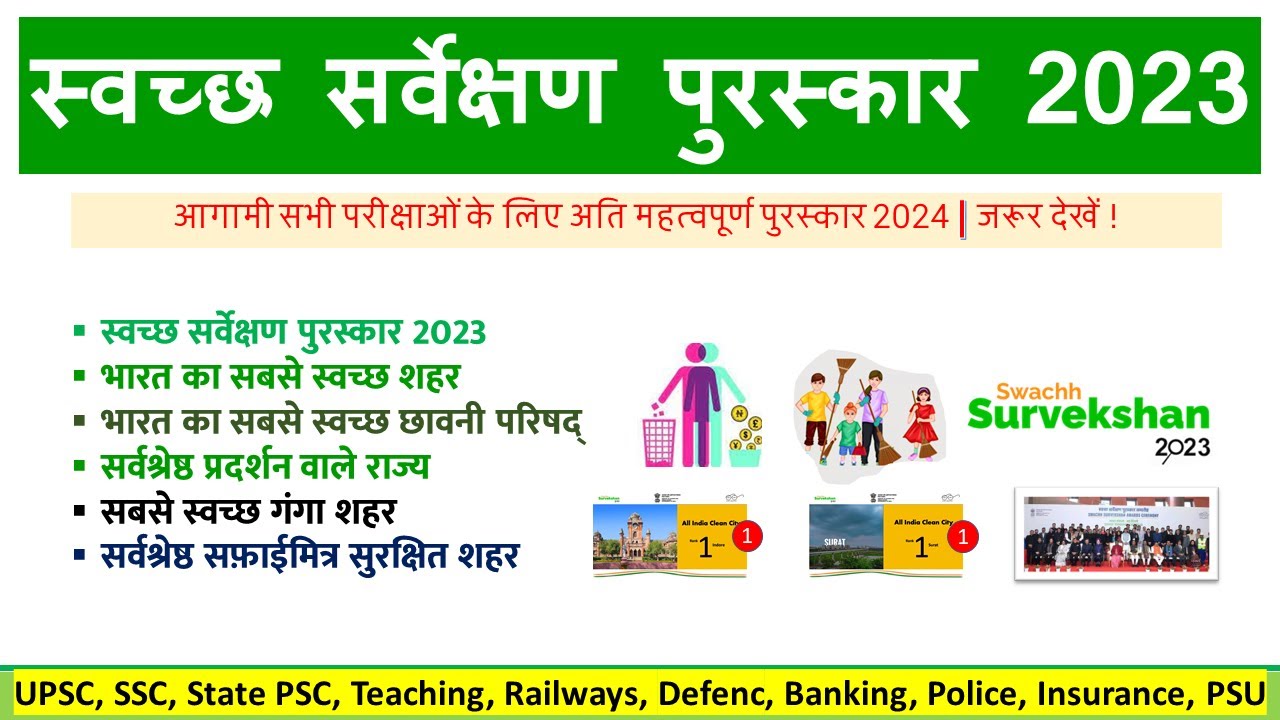 Swachh Survekshan Awards 🏆 2023 | ‘स्वच्छ सर्वेक्षण’ पुरस्कार | करेंट ...