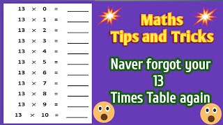 Maths Tricks/Easy way to learn 13 times Table