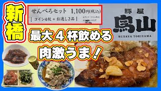 【新橋】せんべろセット最大4杯+お通し2品！肉が激うま！【豚屋 鳥山】