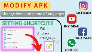 Change apk [ Name + Icon ] in andriod and ios l make shortucts of any setting l @techglitchofficial