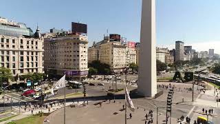 Aerial Drone Footage of the Iconic Obelisco in Buenos Aires | Copyright-Free Music