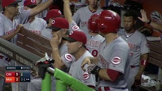 CIN@MIA: Heisey scores from third on passed ball