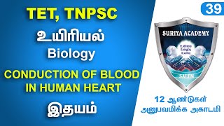 TNPSC, TET - BIOLOGY - CONDUCTION OF BLOOD IN HUMAN HEART - SURIYA ACADEMY, SALEM