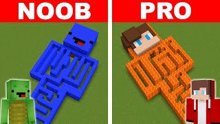 NOOB vs PRO Mikey's Maze vs JJ's Maze in Minecraft (Maizen JJ Mikey) cakeman hypercow