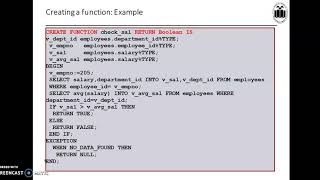 PL/SQL Function Creation,calling and removing it from the database